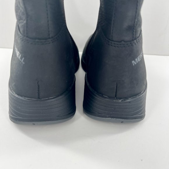 Merrell Travvy Black Leather Waterproof Boots Size 7.5 Bootie Mid Calf Size Zipp - Picture 7 of 14